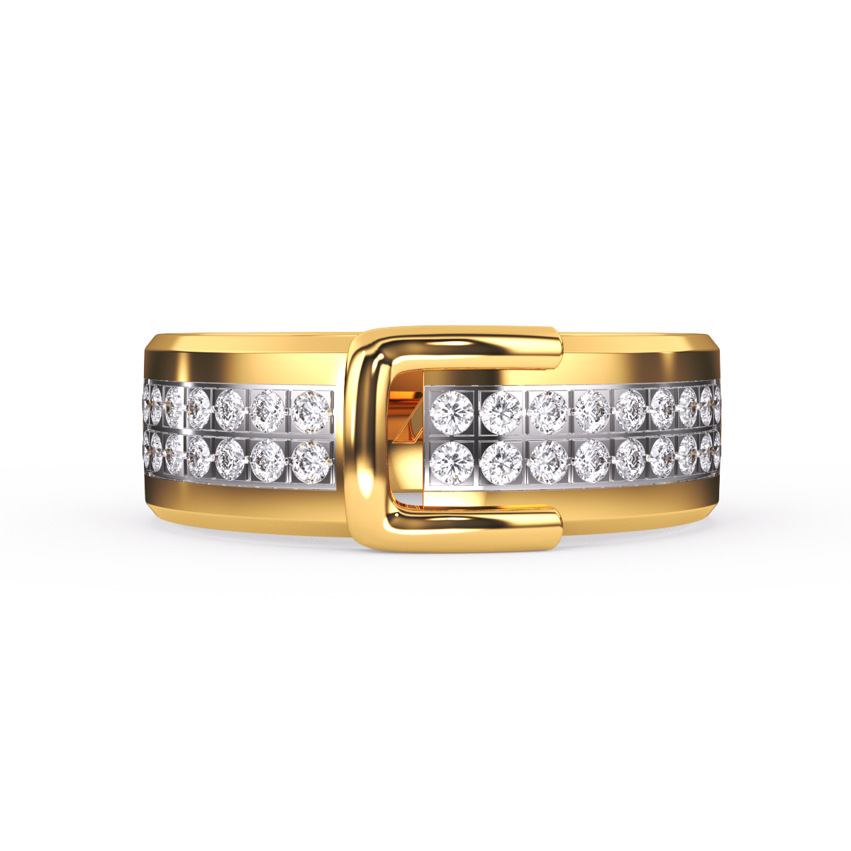 Colorless Diamond Buckle Ring for Men